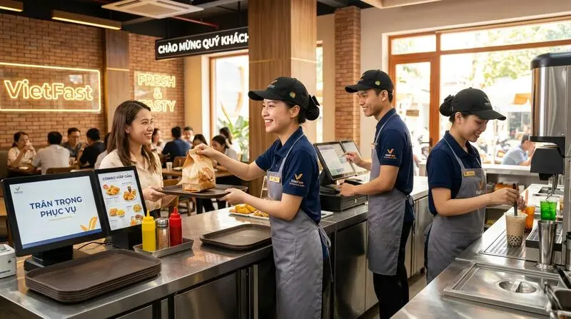 Tone màu đỏ vàng rực rỡ kích thích vị giác và năng lượng làm việc thần tốc của chuỗi fast food.