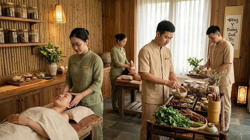Phong cách thiền định mộc mạc mang lại năng lượng an yên, chữa lành cho tiệm dưỡng sinh.
