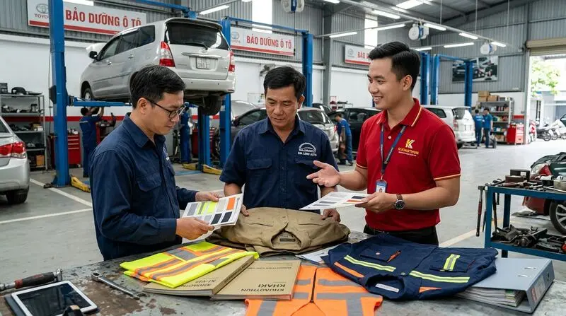 Đồng phục thú y bề mặt trơn láng giúp bác sĩ luôn sạch sẽ, không lo lông thú bám dính.