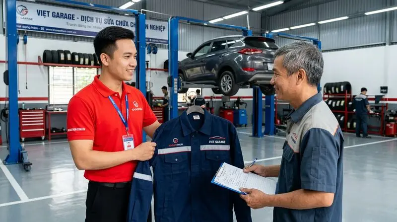 Dược sĩ nhà thuốc thân thiện tư vấn chăm sóc sức khỏe cho khách hàng trong trang phục gọn gàng.