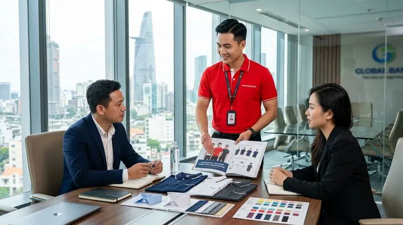 Chất liệu Kate chống bám bụi bẩn, dễ giặt ủi và đường kim mũi chỉ đều đặn 5 mũi/cm.