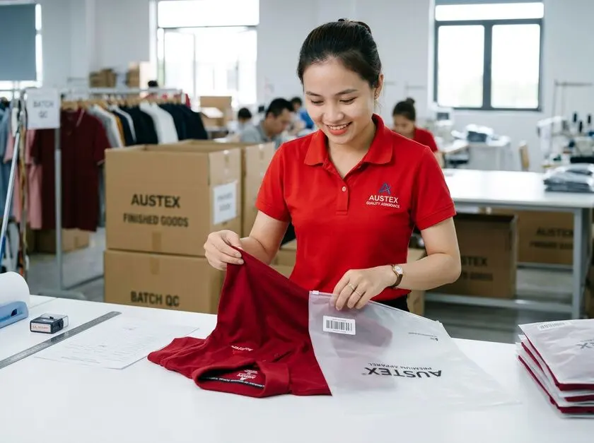 Kiểm định KCS và đóng gói thành phẩm chuẩn thời trang