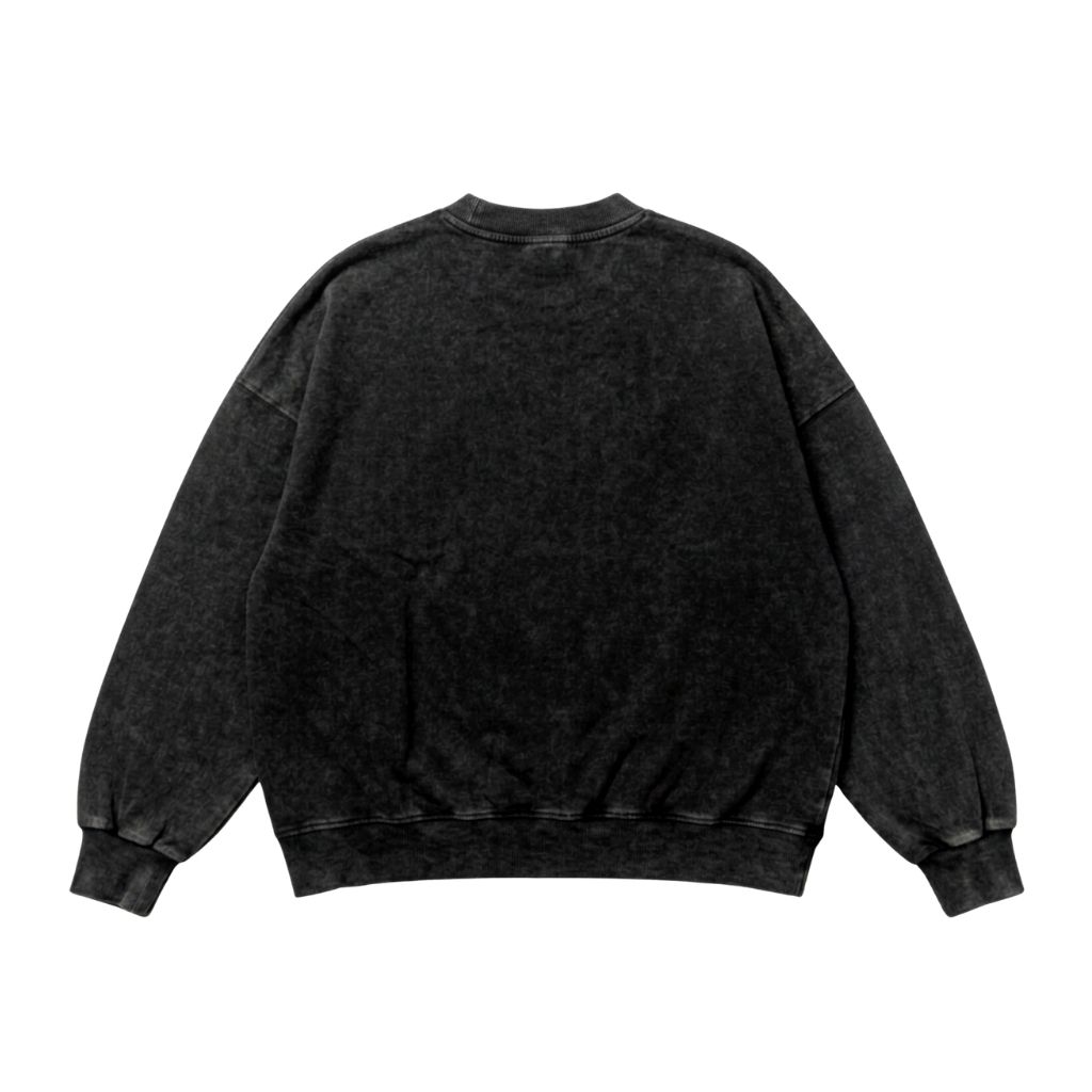 Áo tay dài wash-Đen mặt sau