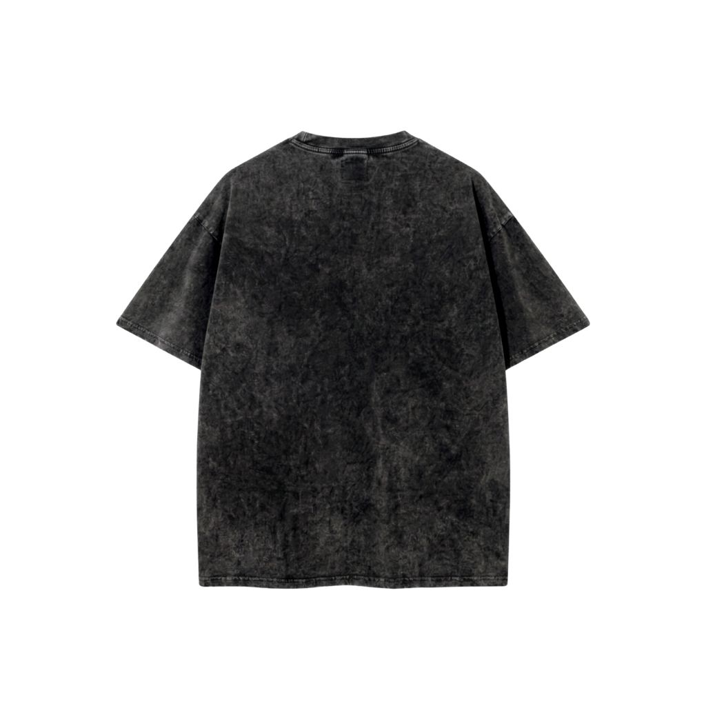 Áo wash oversize-Đen mặt sau