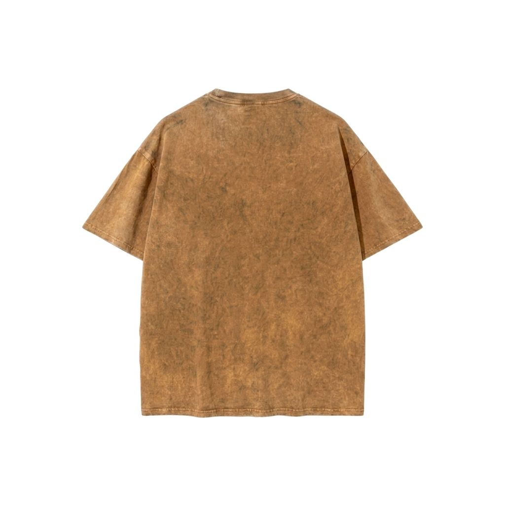Áo wash oversize-Nâu mặt sau