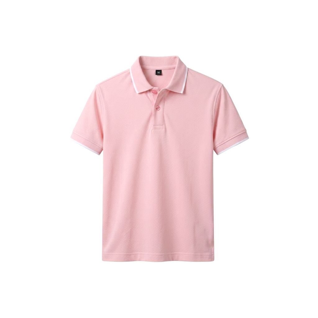 Polo hồng viền trắng